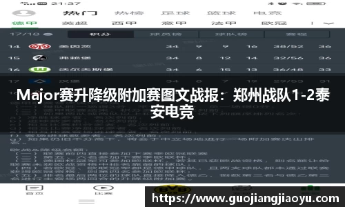 Major赛升降级附加赛图文战报：郑州战队1-2泰安电竞